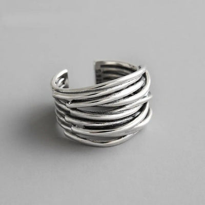 Adjustable 925 Sterling Silver Layered Ring – Handcrafted Elegant Jewelry for Any Occasion 0