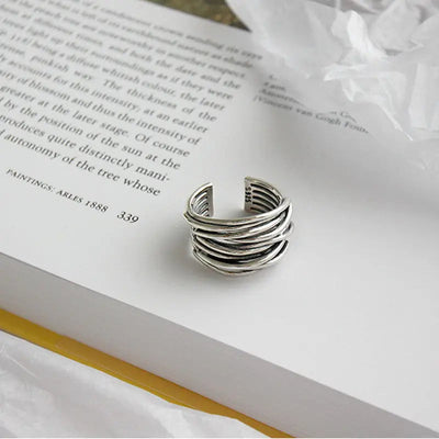 Adjustable 925 Sterling Silver Layered Ring – Handcrafted Elegant Jewelry for Any Occasion 2