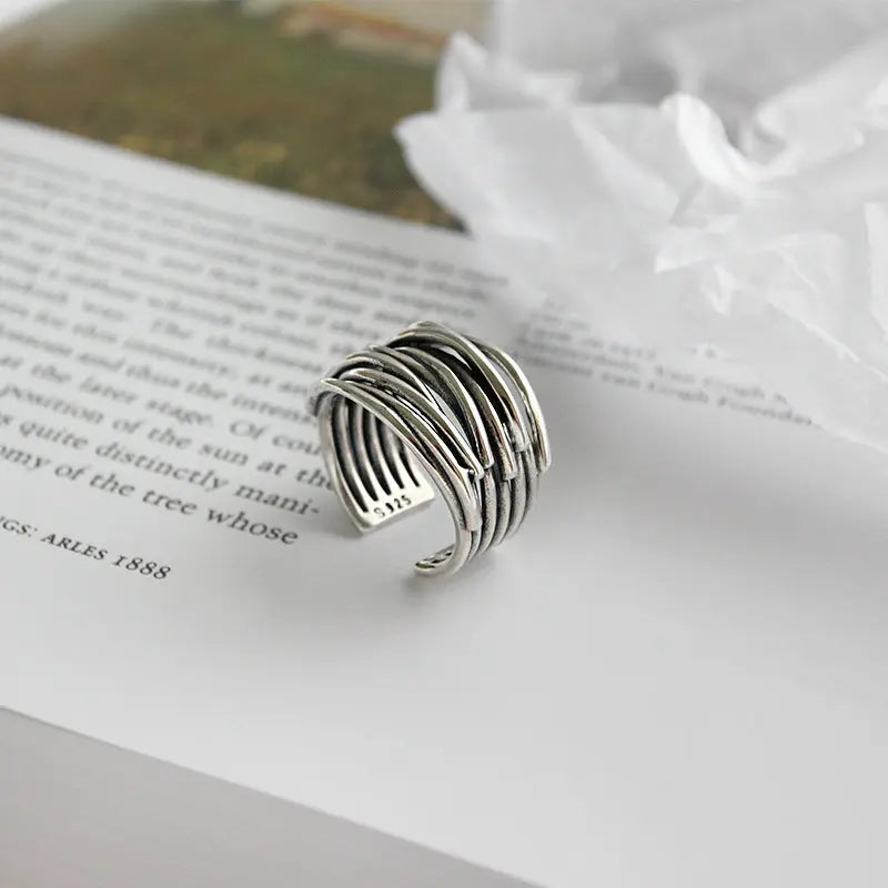 Adjustable 925 Sterling Silver Layered Ring – Handcrafted Elegant Jewelry for Any Occasion 3