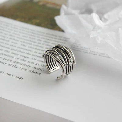 Adjustable 925 Sterling Silver Layered Ring – Handcrafted Elegant Jewelry for Any Occasion 3