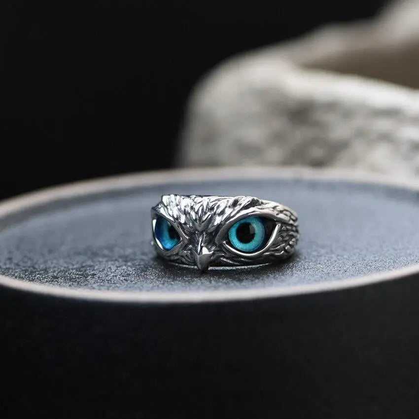 Adjustable Silver Owl Ring with Opal Inlay – Handcrafted Unique Jewelry for All Finger Sizes 3