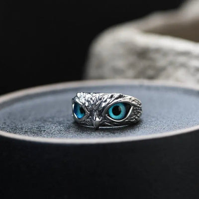 Adjustable Silver Owl Ring with Opal Inlay – Handcrafted Unique Jewelry for All Finger Sizes 3