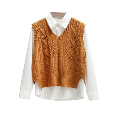 Amelia | Women's Cable Knit Sweater Vest with V-Neck 2
