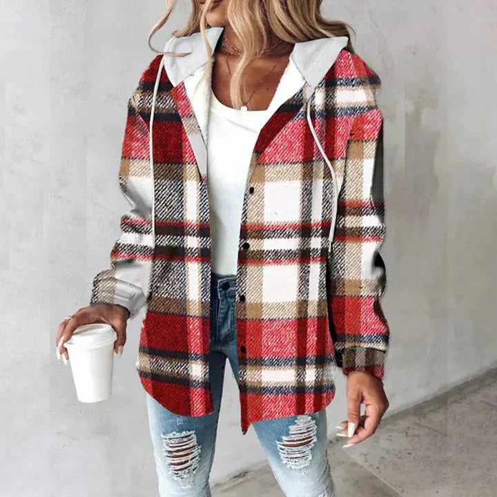 Annika | Women's Checked Hoodie Jacket with Cozy Hood 0