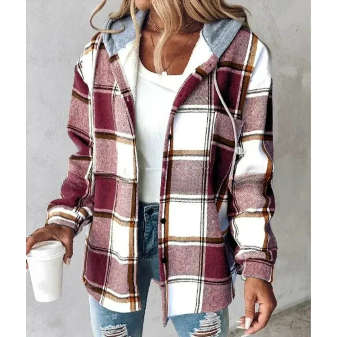 Annika | Women's Checked Hoodie Jacket with Cozy Hood 1