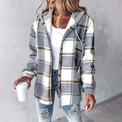 Annika | Women's Checked Hoodie Jacket with Cozy Hood 7