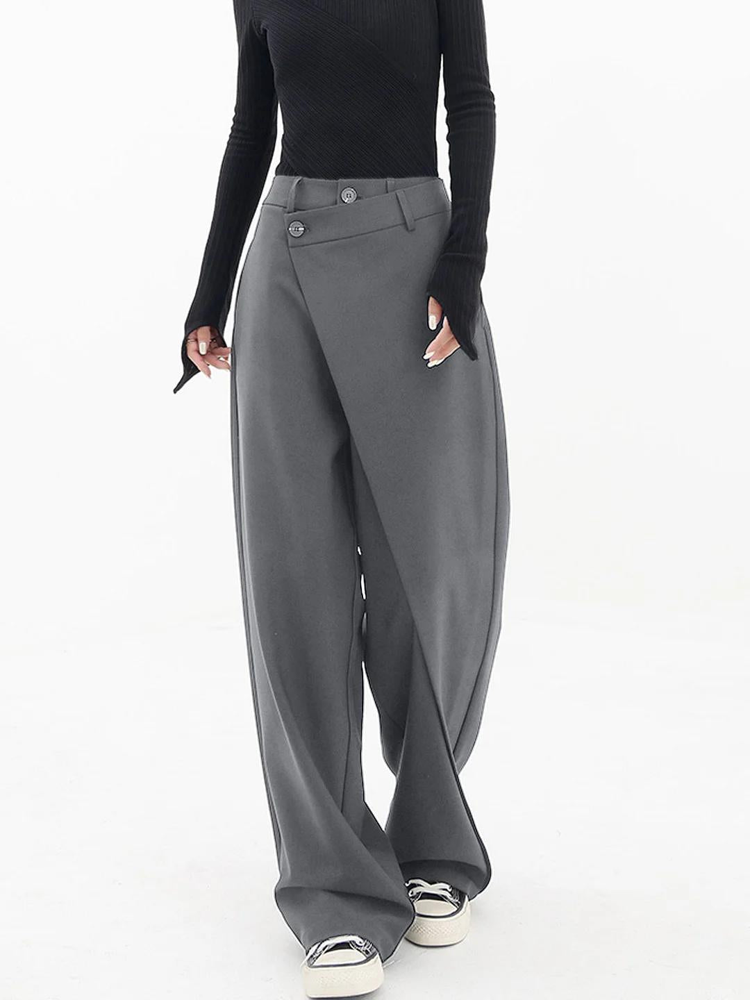 Ariana | Women's Baggy Trousers With Asymmetrical Waist Design 7