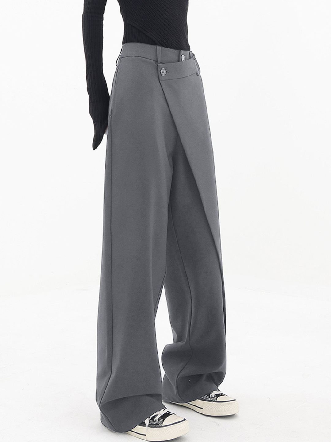 Ariana | Women's Baggy Trousers With Asymmetrical Waist Design 8