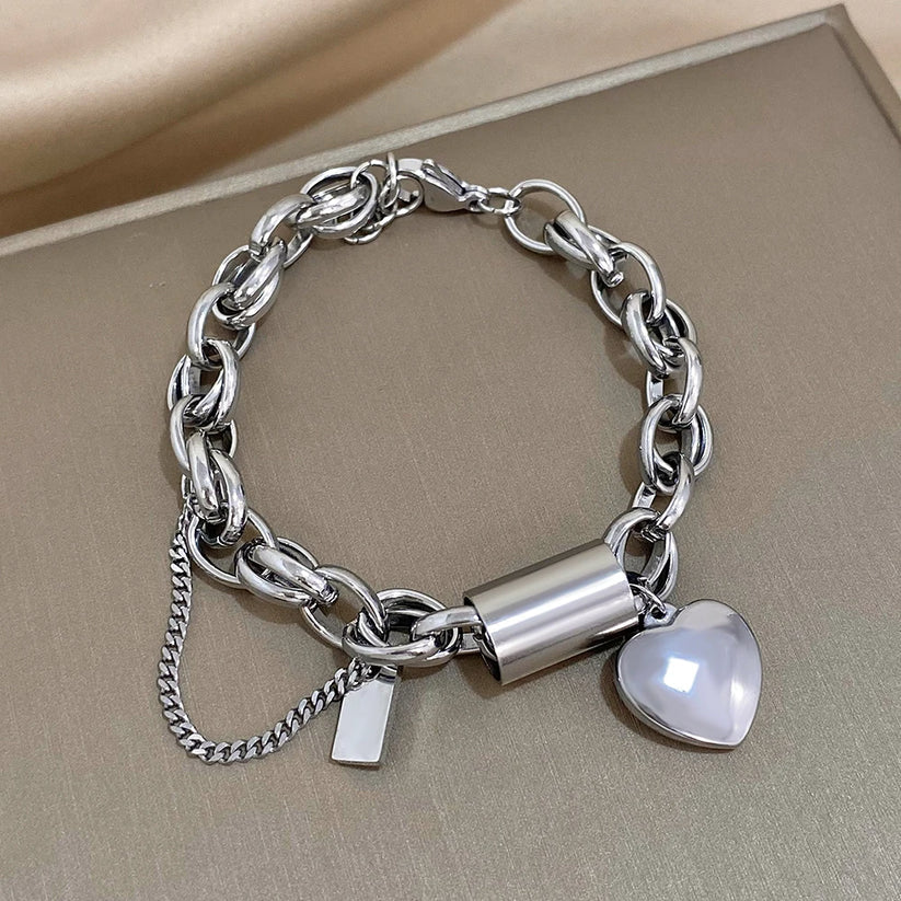 Chunky White Gold Bracelet – Durable and Stylish Accessory with Adjustable Length for Casual and Formal Wear 0