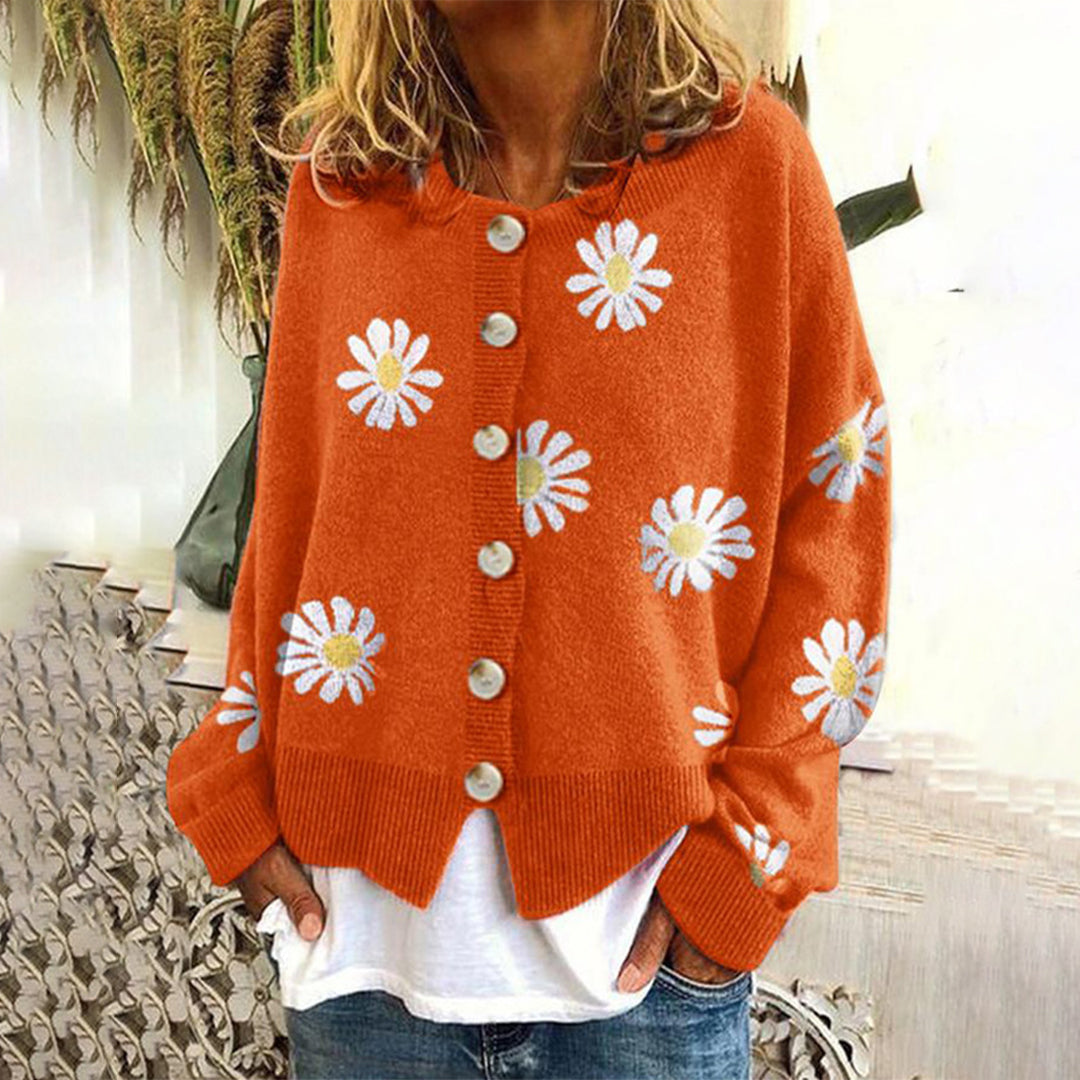 Clara | Women's Daisy Knit Cardigan with Button-Up Design 1