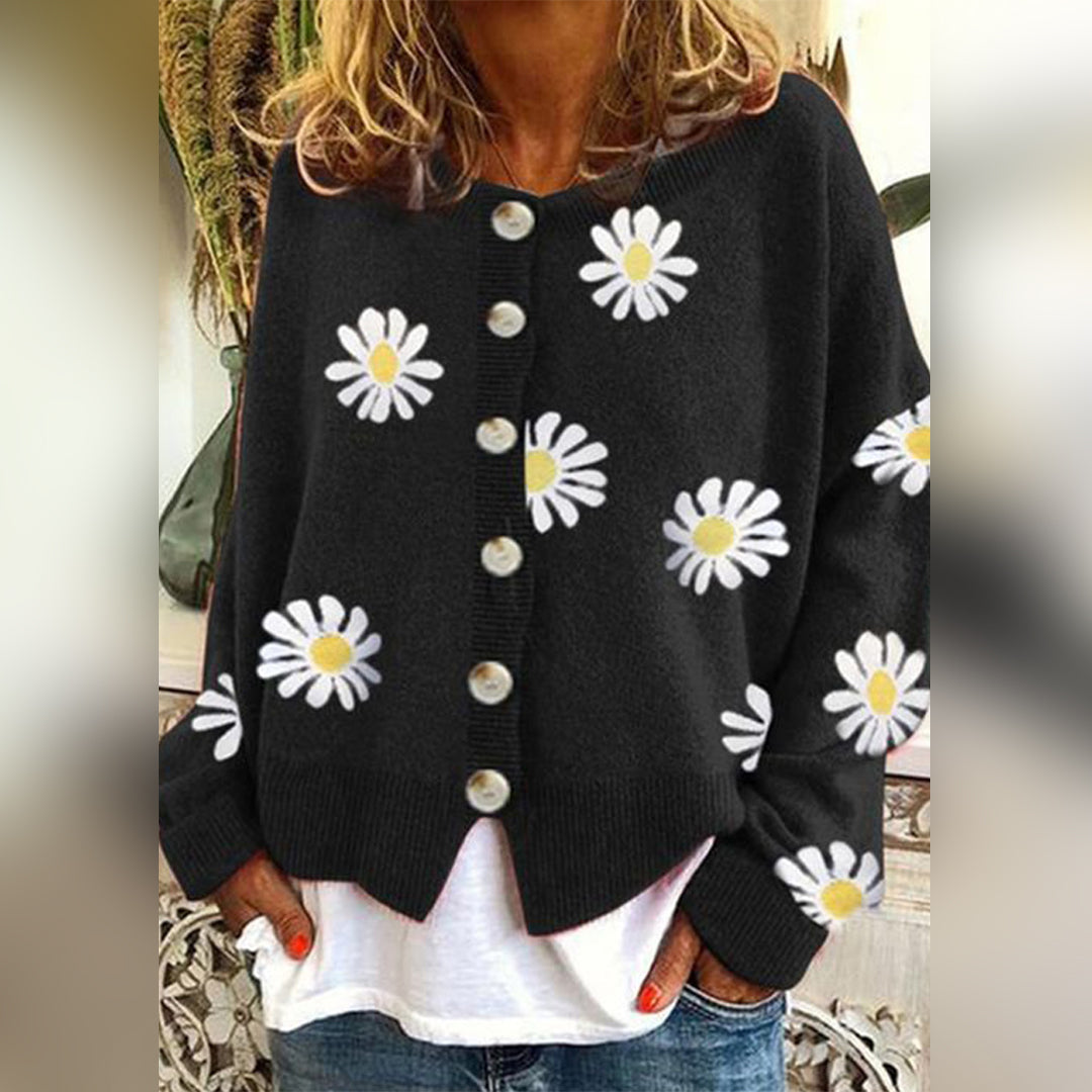 Clara | Women's Daisy Knit Cardigan with Button-Up Design 2