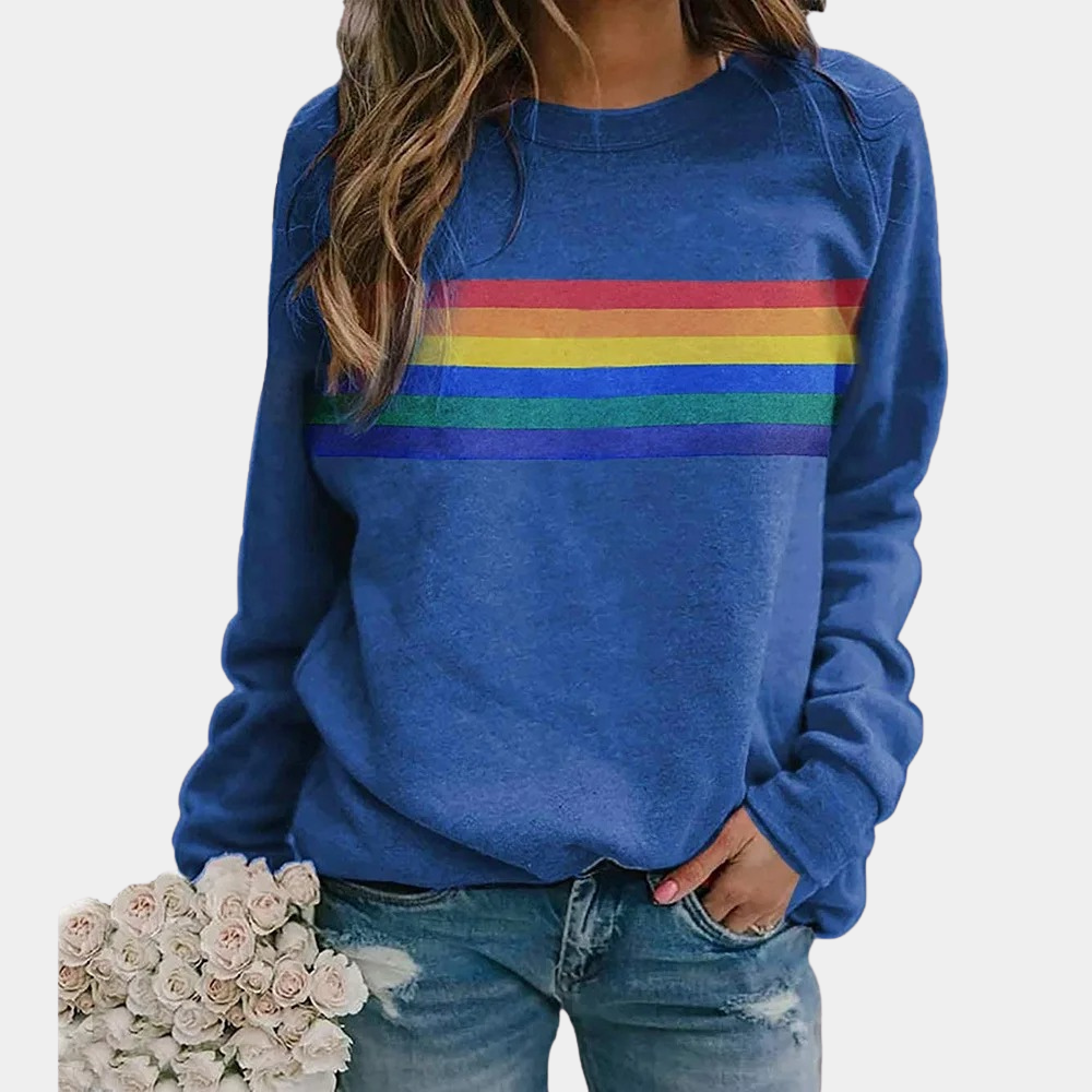 Daisy | Women's Rainbow Stripe Crewneck Sweatshirt 0