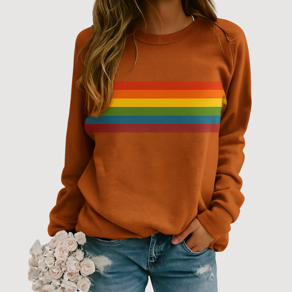 Daisy | Women's Rainbow Stripe Crewneck Sweatshirt 2