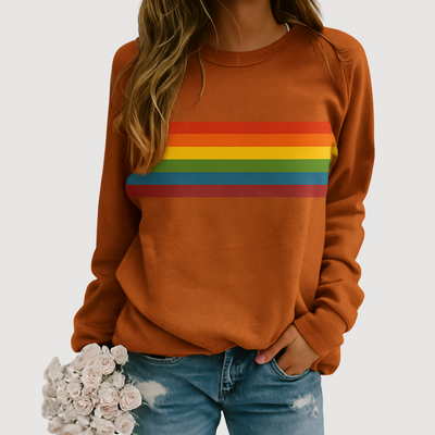 Daisy | Women's Rainbow Stripe Crewneck Sweatshirt 2