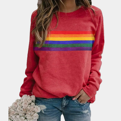 Daisy | Women's Rainbow Stripe Crewneck Sweatshirt 3