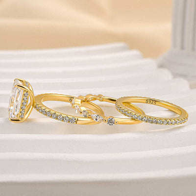 Elegant 3-Piece Gold Wedding Ring Set for Women – Timeless Design, Comfortable Fit, Customizable Sizes 2