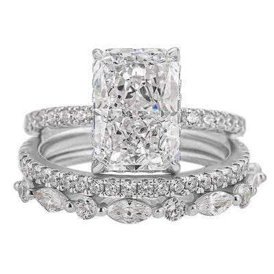Elegant 3-Piece Wedding Ring Set in White Gold – Timeless Bridal Set Rings with Matching Wedding Bands 0
