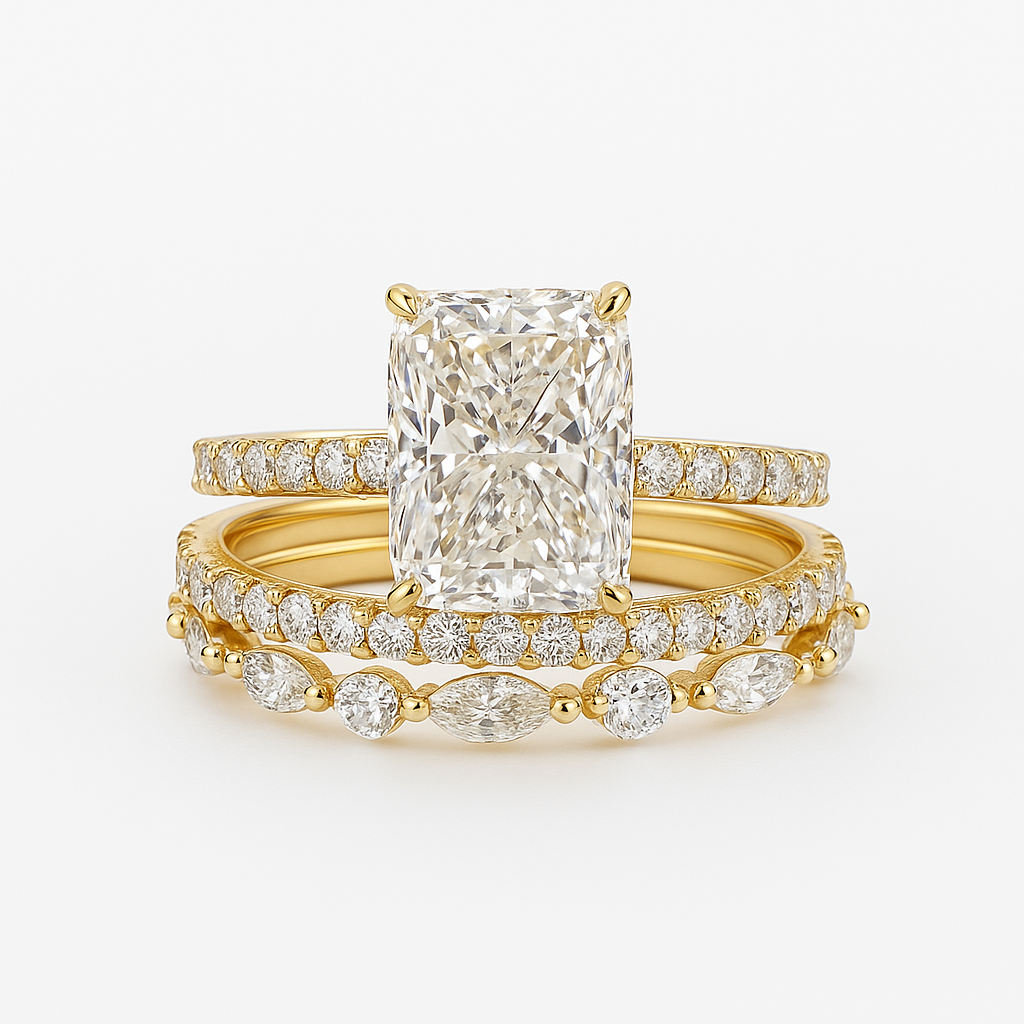 Elegant 3-Piece Wedding Ring Set in White Gold – Timeless Bridal Set Rings with Matching Wedding Bands 1