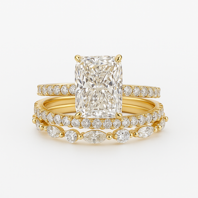 Elegant 3-Piece Wedding Ring Set in White Gold – Timeless Bridal Set Rings with Matching Wedding Bands 1