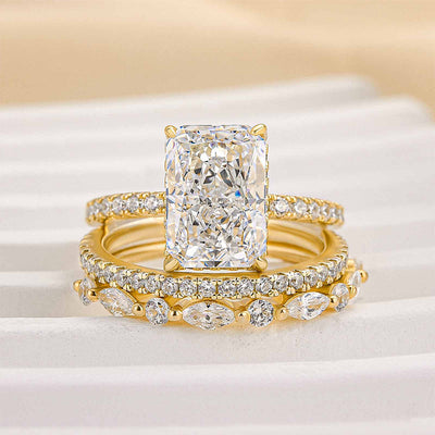 Elegant 3-Piece Wedding Ring Set in White Gold – Timeless Bridal Set Rings with Matching Wedding Bands 7