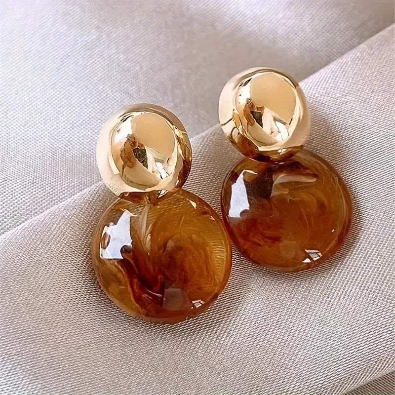 Elegant Gold Amber Drop Earrings for Women – Stylish and Versatile Accessory 0