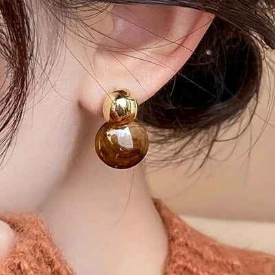 Elegant Gold Amber Drop Earrings for Women – Stylish and Versatile Accessory 1