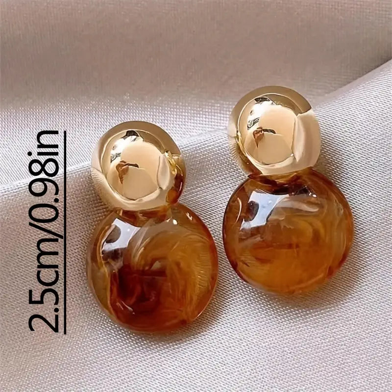 Elegant Gold Amber Drop Earrings for Women – Stylish and Versatile Accessory 4