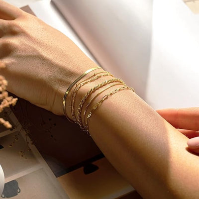 Elegant Gold Bracelet Set, Adjustable Fit, Lightweight Design for Casual and Formal Wear 1