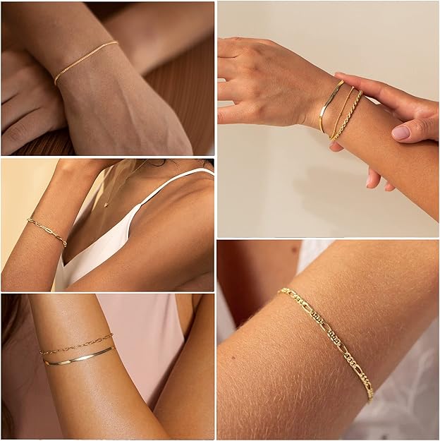 Elegant Gold Bracelet Set, Adjustable Fit, Lightweight Design for Casual and Formal Wear 3