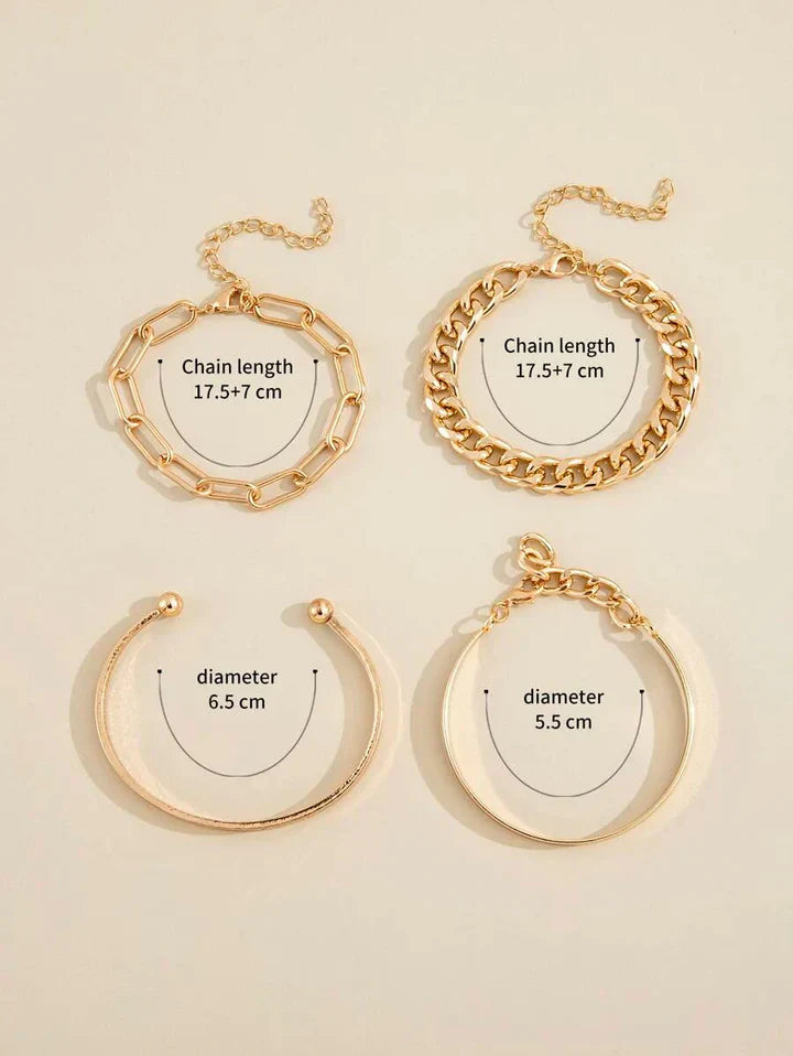 Elegant Gold Bracelet Set for Versatile Wear – Adjustable Fit, Durable Metal Alloy, Perfect for Casual and Formal Occasions 3