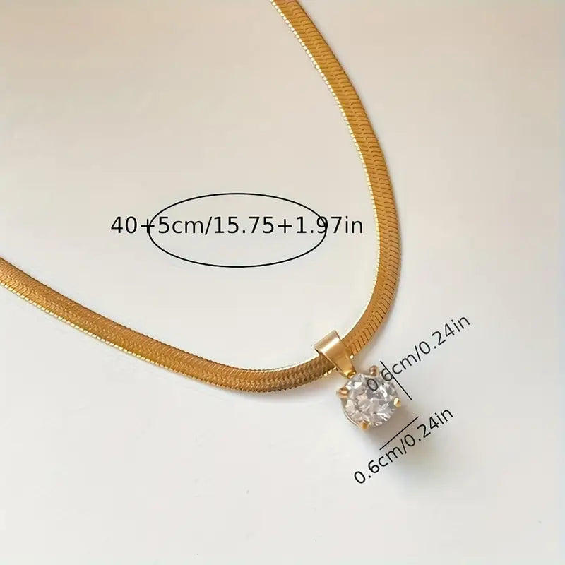 Elegant Gold Rhinestone Pendant Necklace for Women - Adjustable Chain, Lightweight Jewelry Accessory 4