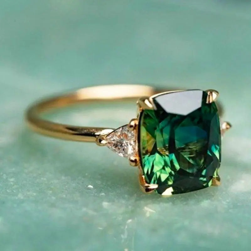 Elegant Square Emerald Ring in Sterling Silver or Gold Plating – Handcrafted Jewelry for Timeless Style and Comfort Fit 0