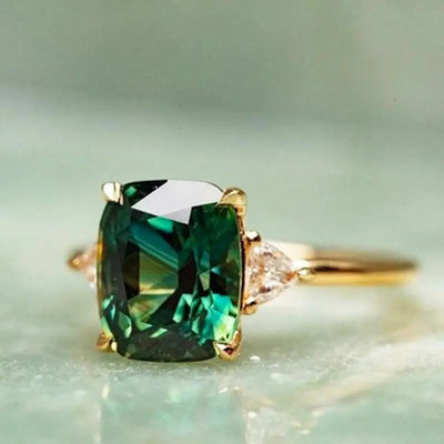 Elegant Square Emerald Ring in Sterling Silver or Gold Plating – Handcrafted Jewelry for Timeless Style and Comfort Fit 1