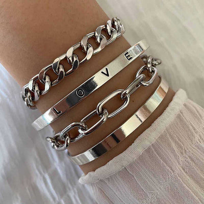 Elegant White Gold Bracelet Set – Adjustable Lightweight Jewelry for Casual and Formal Wear 0