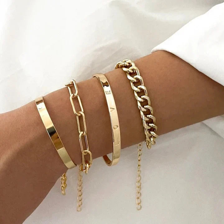Elegant White Gold Bracelet Set – Adjustable Lightweight Jewelry for Casual and Formal Wear 1