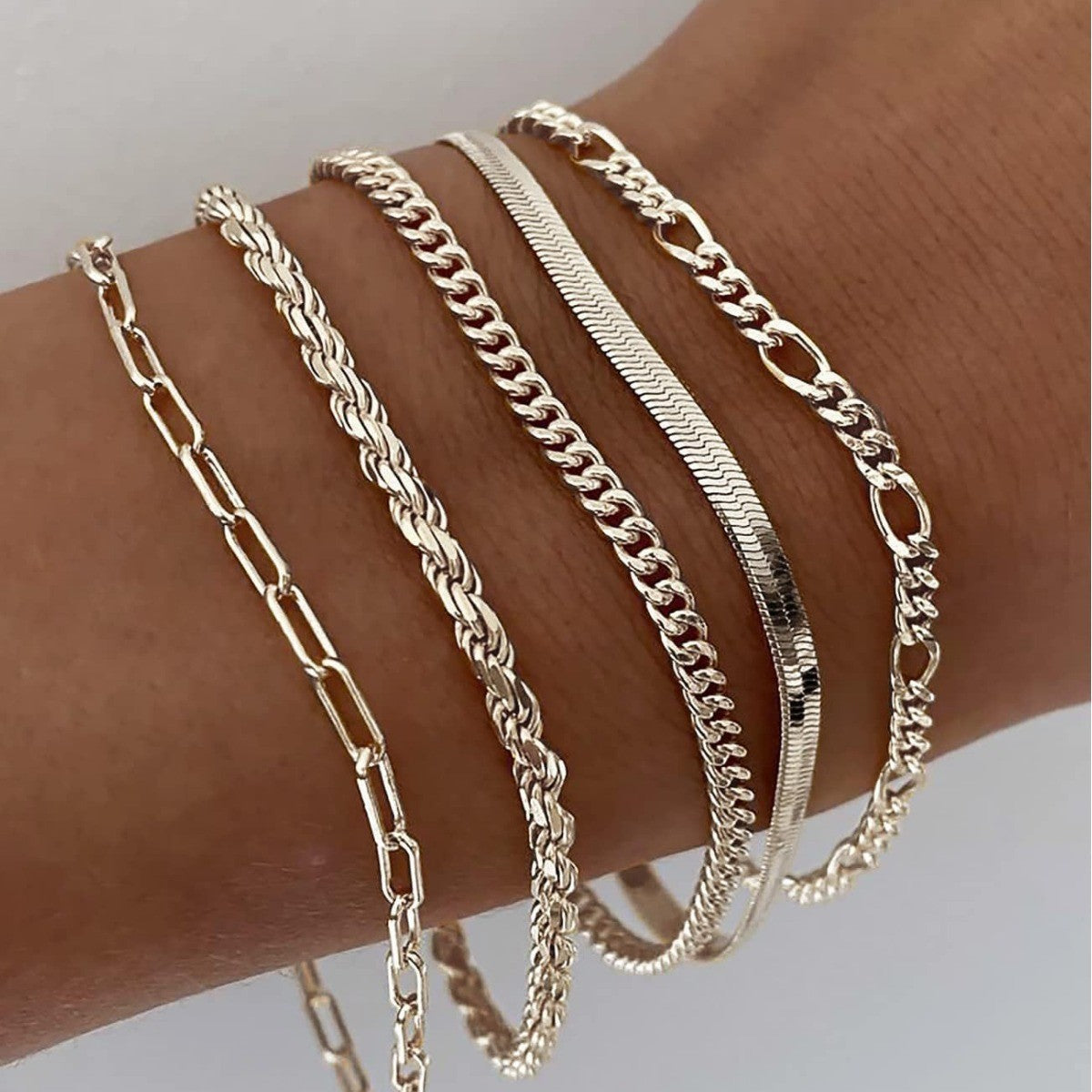 Elegant White Gold Bracelet Set for Women – Adjustable Length, Lightweight Design, Perfect for Casual and Formal Occasions 0