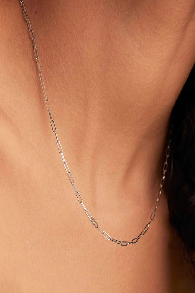 Elegant White Gold Chain Necklace – Adjustable 16-18 Inch Length, Lightweight Classic Design for Everyday or Special Occasions 3