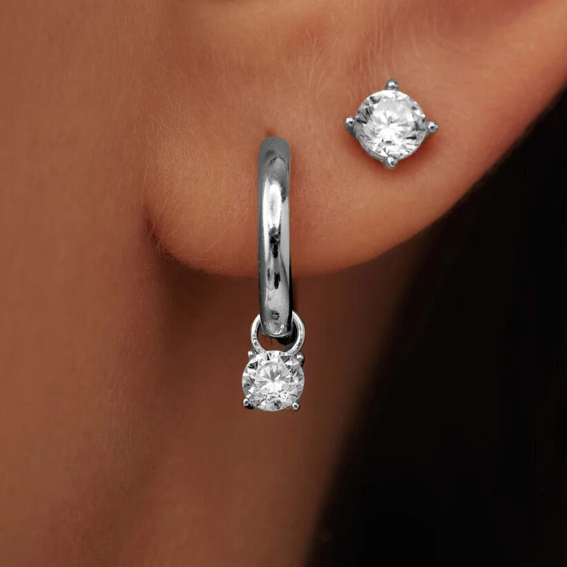 Elegant White Gold Earrings with Larmes de Lune Stone – Lightweight and Versatile Design for Any Occasion 2