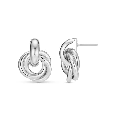 Elegant White Gold Interlocking Statement Earrings – Lightweight Design for Special Occasions and Everyday Wear 0