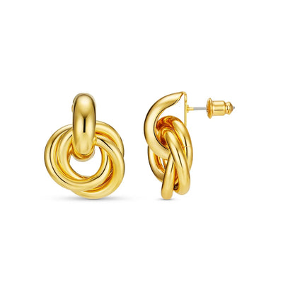 Elegant White Gold Interlocking Statement Earrings – Lightweight Design for Special Occasions and Everyday Wear 1