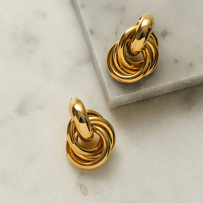Elegant White Gold Interlocking Statement Earrings – Lightweight Design for Special Occasions and Everyday Wear 4