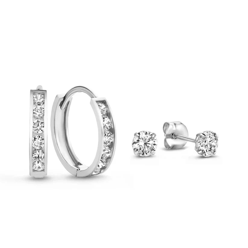 Elegant White Gold Stone Earrings Set for Women – Stylish Jewelry Accessory 0