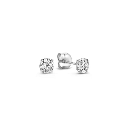 Elegant White Gold Stone Stud Earrings for Women – Unique Larmes de Lune Design, Lightweight and Versatile 0