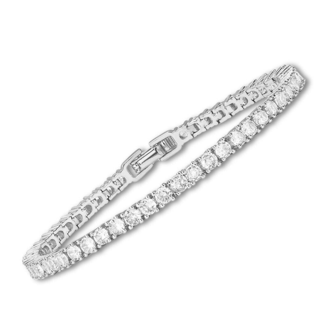Elegant White Gold Tennis Bracelet – Classic Design, Adjustable Length, Lightweight for Timeless Style 0