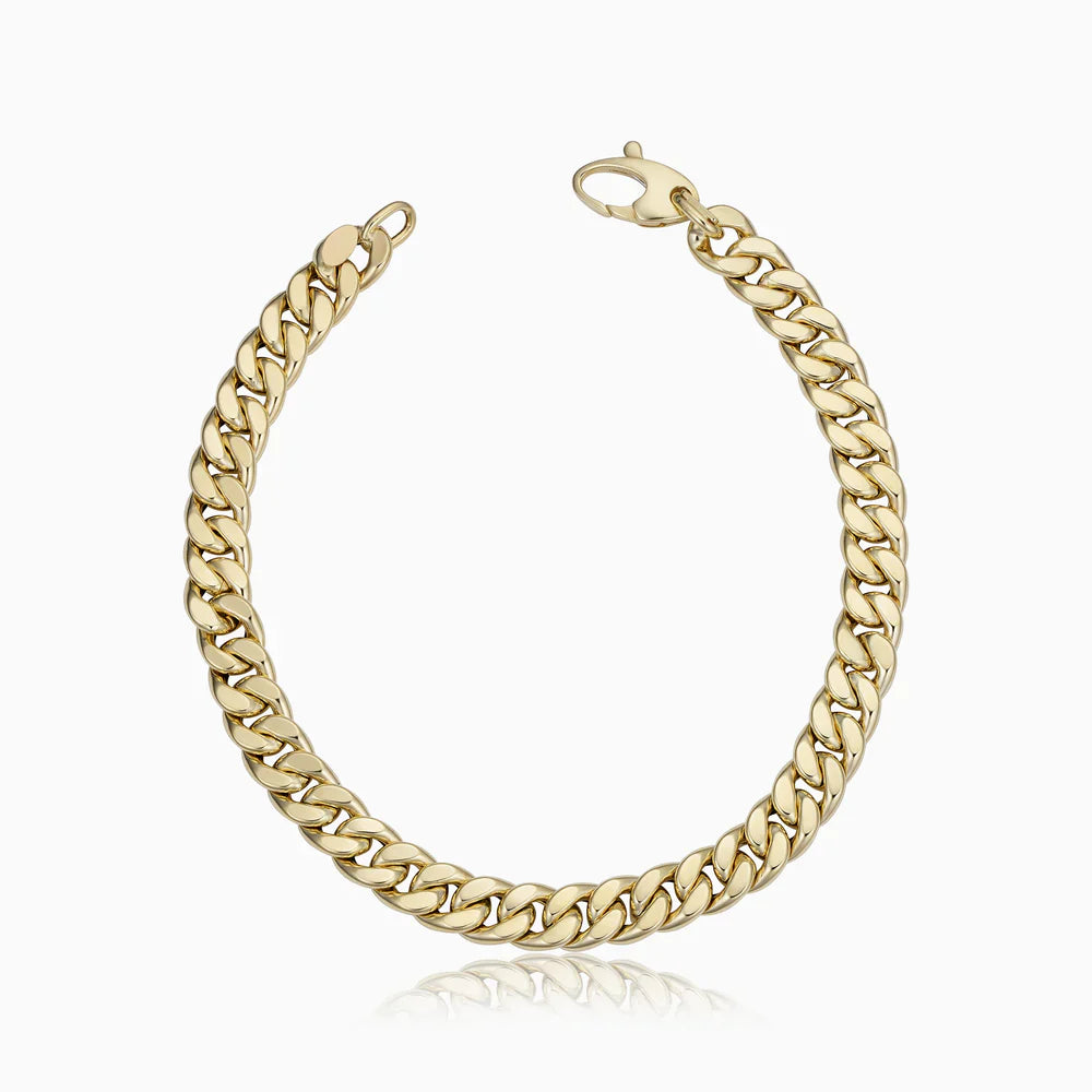 Estate Gold Cuban Bracelet for Women – 14K Solid Gold, Adjustable Length, Classic Design, Secure Lobster Clasp 0