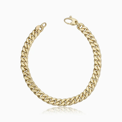 Estate Gold Cuban Bracelet for Women – 14K Solid Gold, Adjustable Length, Classic Design, Secure Lobster Clasp 0