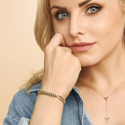 Estate Gold Cuban Bracelet for Women – 14K Solid Gold, Adjustable Length, Classic Design, Secure Lobster Clasp 2