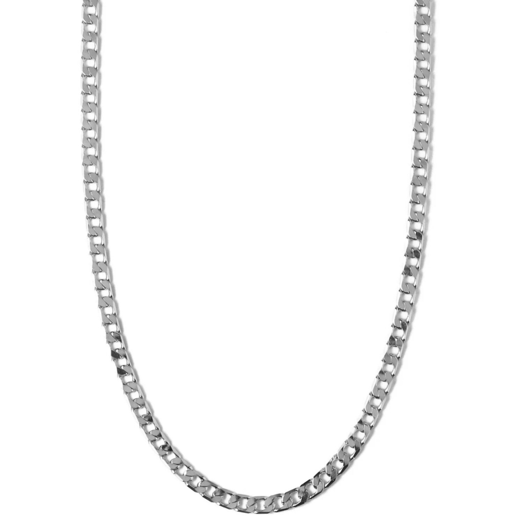 Flat Link Curb Chain Necklace in White Gold – Elegant Jewelry Accessory for Versatile Style and Timeless Elegance 0