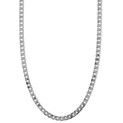 Flat Link Curb Chain Necklace in White Gold – Elegant Jewelry Accessory for Versatile Style and Timeless Elegance 0
