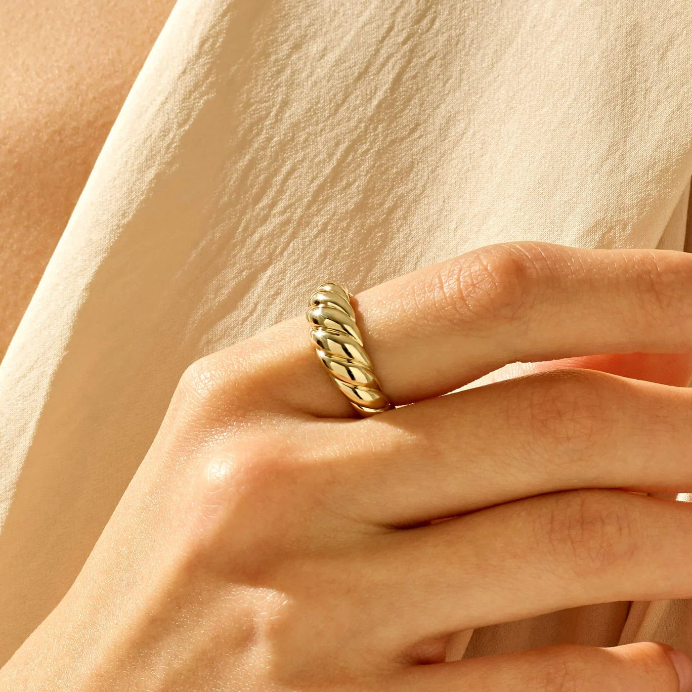 Gold Croissant Ring – Unique Design, High-Quality Gold Jewelry, Versatile Stacking Ring for Women 3